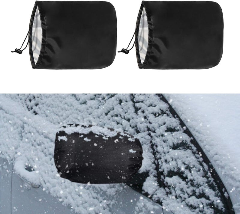 GLSOWEE 2PCS Car Side Mirror Covers - Waterproof Snow Mirror Cover Protects from Ice Snow Frost Dew Rain Bird Poop - Silver Coated Rearview Protection Cover Winter Snowproof Accessories for Cars Trucks SUVs - Image 1